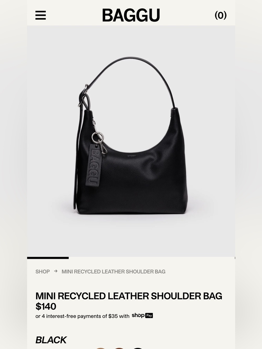 BAGGU MINI RECYCLED LEATHER SHOULDER BAG - Picture 8 of 10